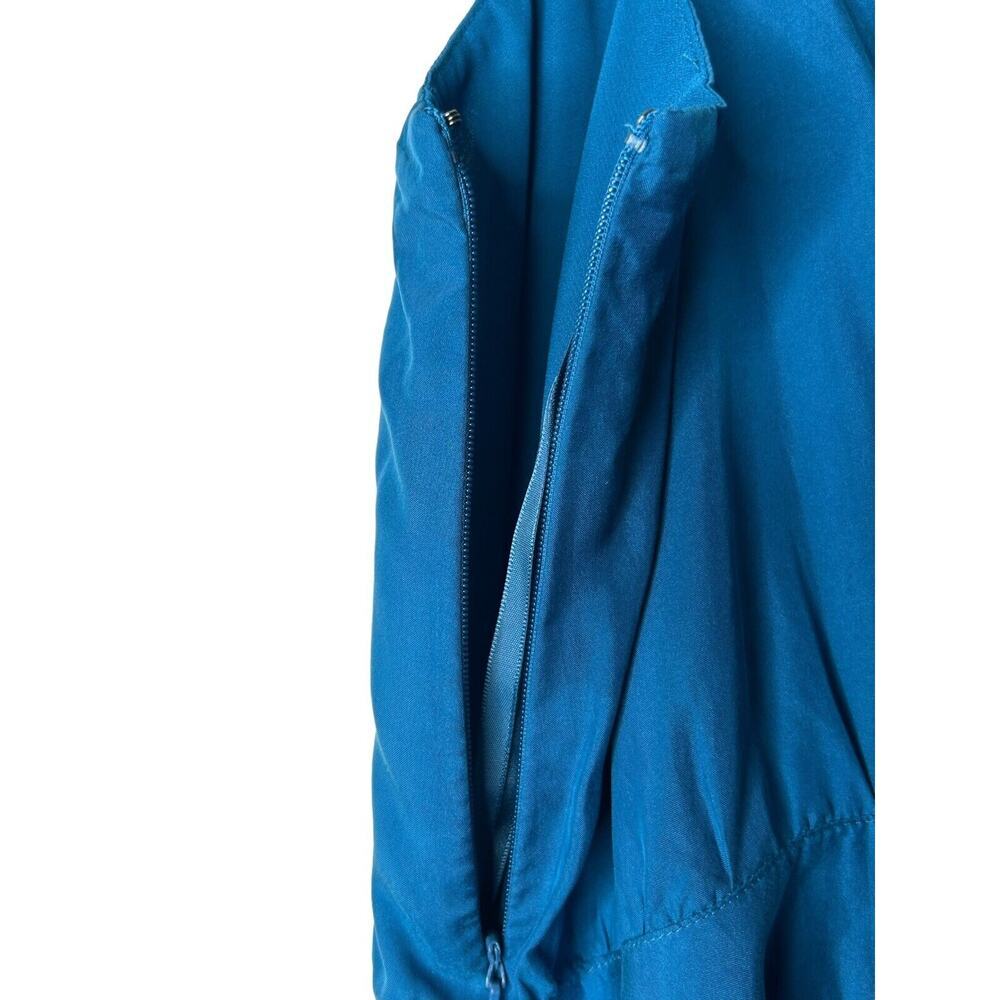 Ann Taylor Loft Dress Women Size 14 Blue Silk Sleeveless Ruffle Mini Fit N Flare - Picture 6 of 12
